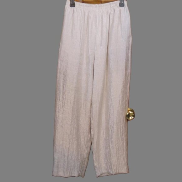 Unbranded Almond Pants Crinkle Wide Leg Elastic Waist Evening Formal Size Large - Picture 1 of 6